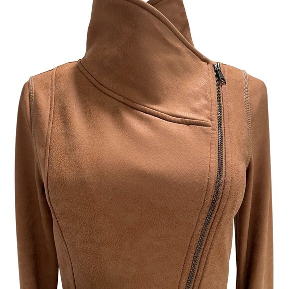Dance And Marvel Moto Jacket Small Brown Asymmetrical Zip Fall Winter Streetwear - Picture 8 of 9